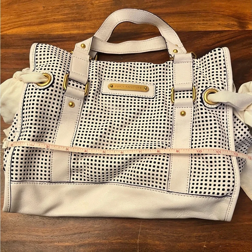 Juicy Couture White and Black Perforated Satchel